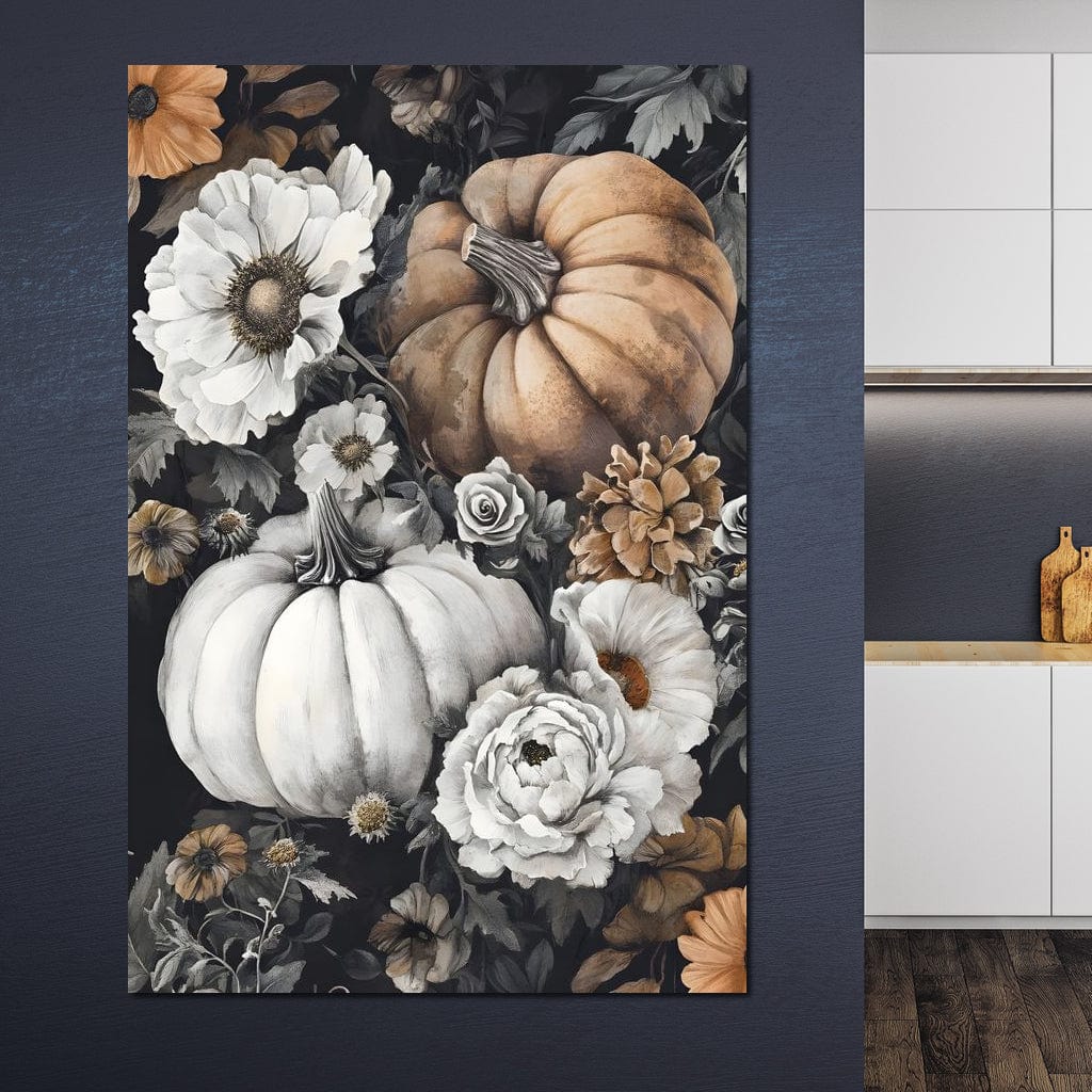 Autumn Pumpkin Floral Reverie Canvas Wall Art