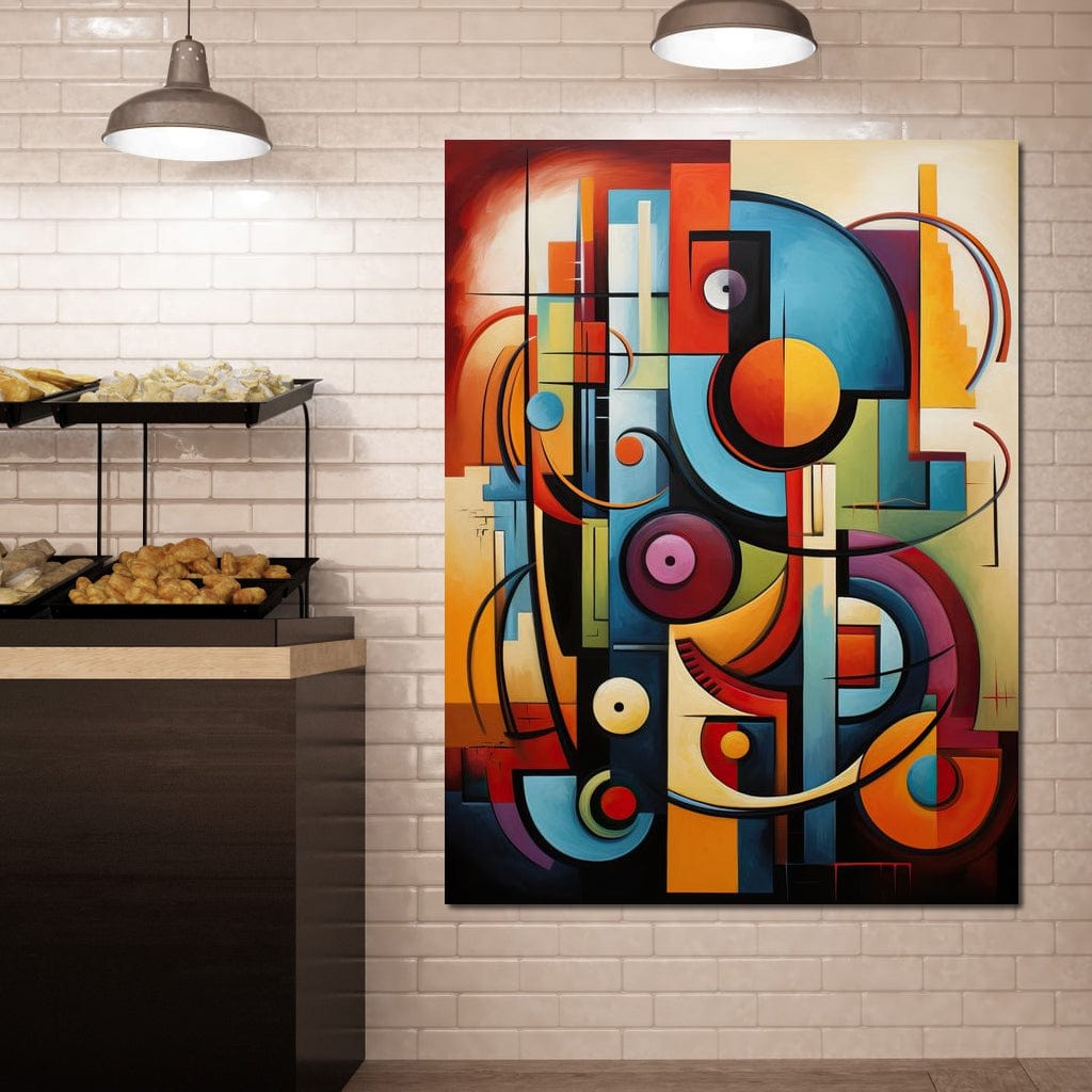 Mosaic of Colorful Cubism Canvas Wall Art
