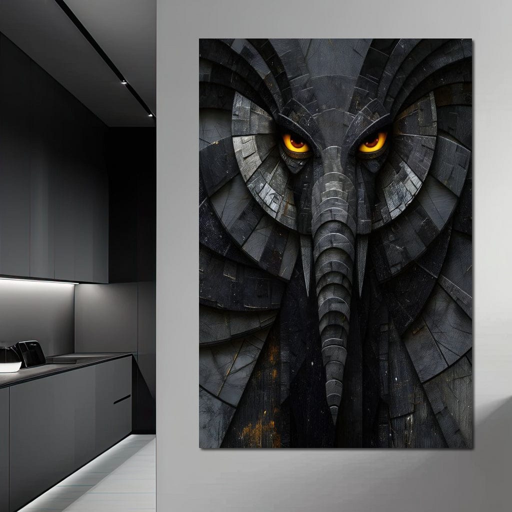 Obsidian Elephant Guardian Canvas Wall Art