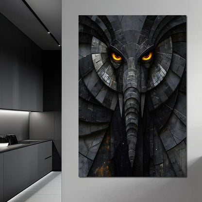 Obsidian Elephant Guardian Canvas Wall Art