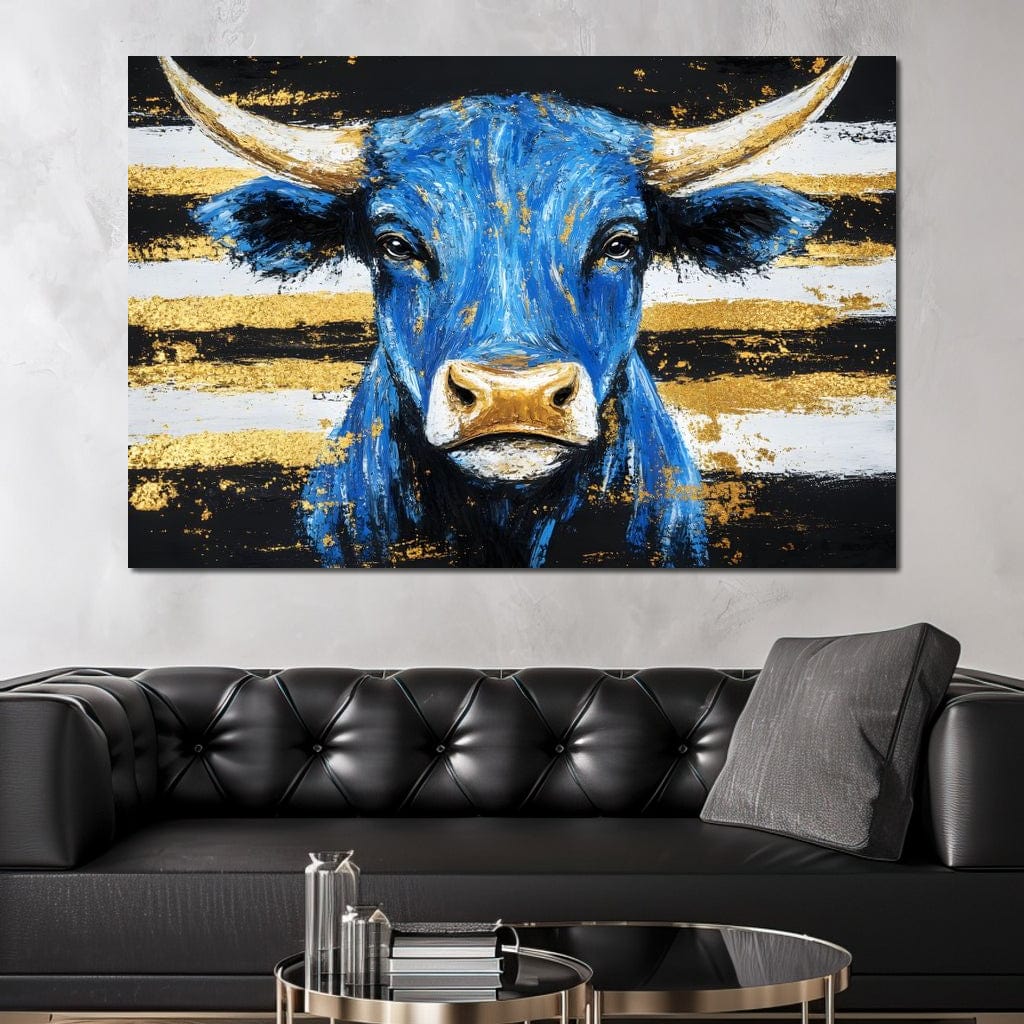 Bull Cobalt Resilience Canvas Wall Art