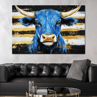 Bull Cobalt Resilience Canvas Wall Art