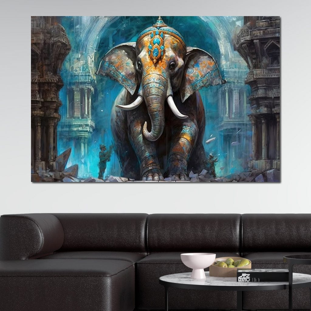 Hindu Temple Guardian Canvas Wall Art