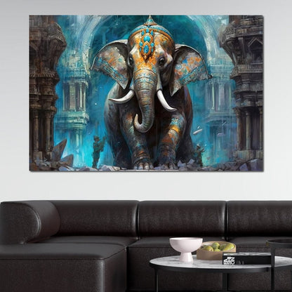 Hindu Temple Guardian Canvas Wall Art