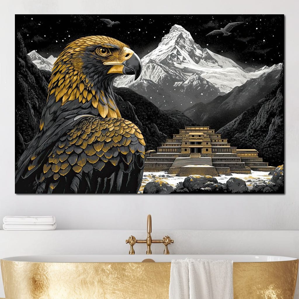 Majestic Aztec Golden Eagle Canvas Wall Art