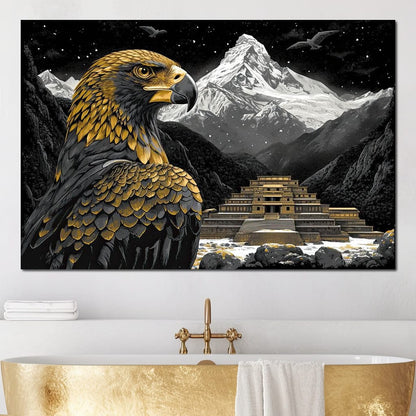 Majestic Aztec Golden Eagle Canvas Wall Art