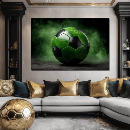 Emerald Soccer Ball Eclipse Canvas Wall Art