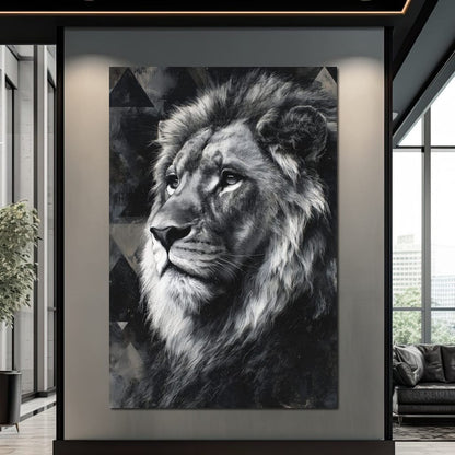 Monochrome Lion King Portrait Canvas Wall Art