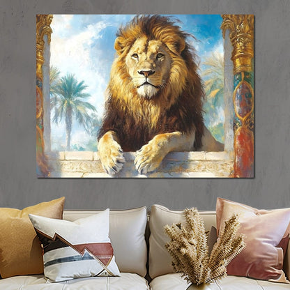 Lion Oasis Canvas Wall Art
