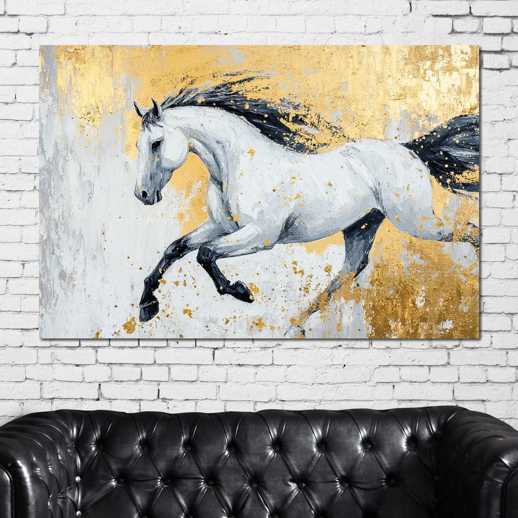 Golden Freedom Gallop Canvas Wall Art