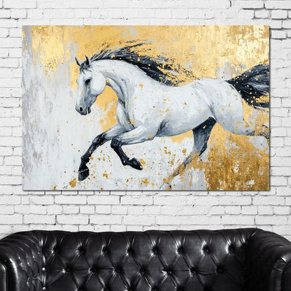 Golden Freedom Gallop Canvas Wall Art
