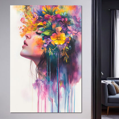 Floral Dreams Embrace Essence Canvas Wall Art