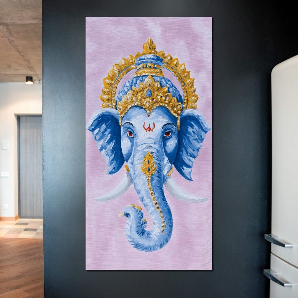Sacred Blue Ganesha Majesty Canvas Wall Art
