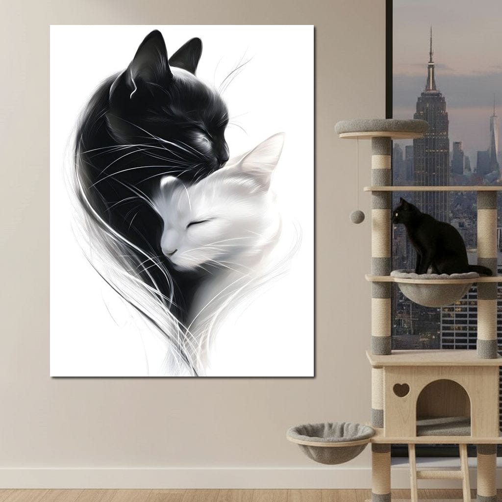 Cats Embrace Canvas Wall Art