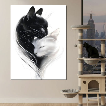 Cats Embrace Canvas Wall Art