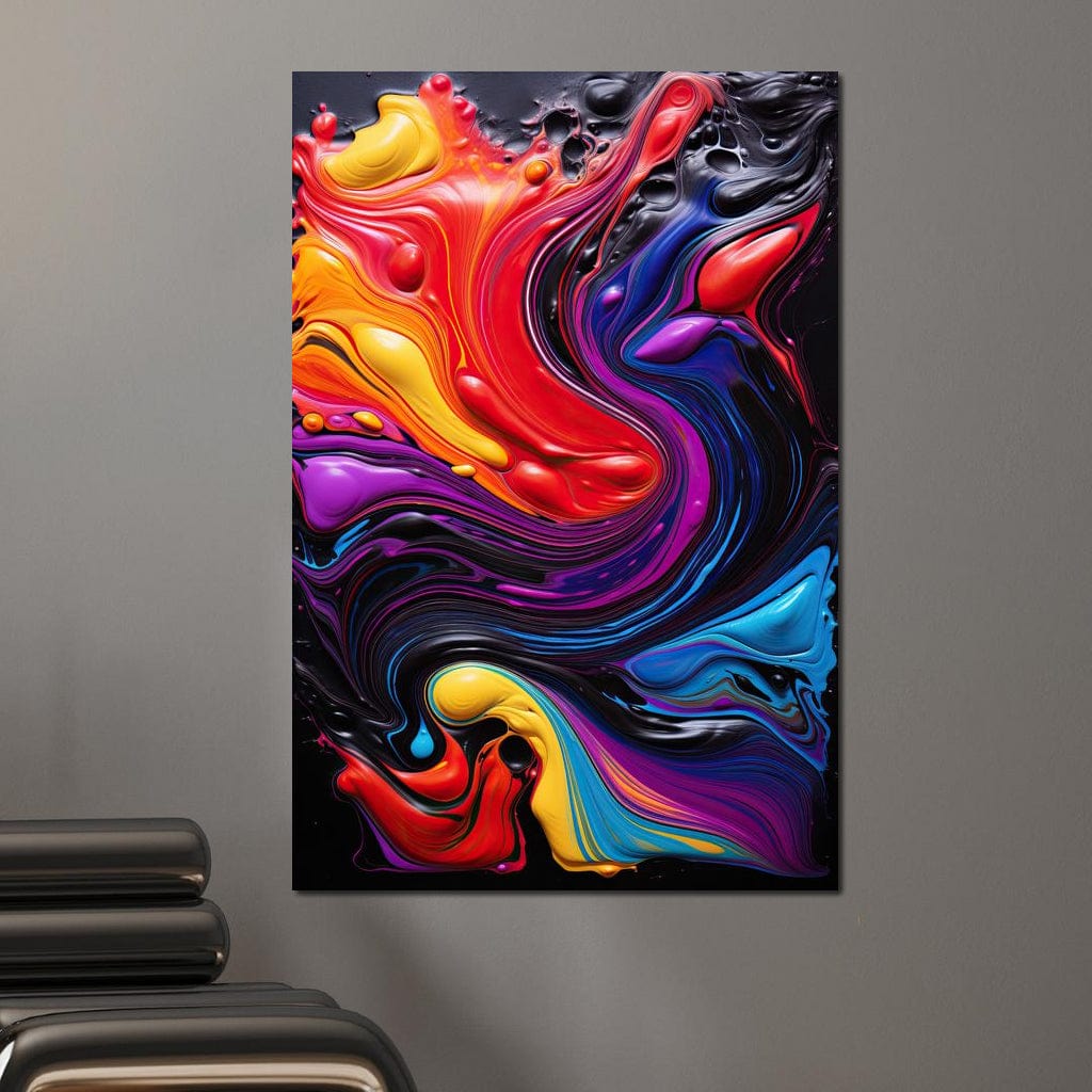 Twilight Abyss Energetic Pour Canvas Wall Art