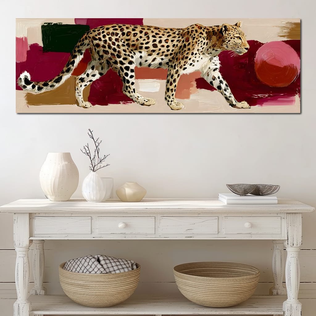 Leopard Stride Sunset Blocks Canvas Wall Art