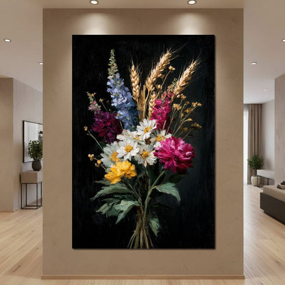 Wildflower Spring Bouquet Canvas Wall Art