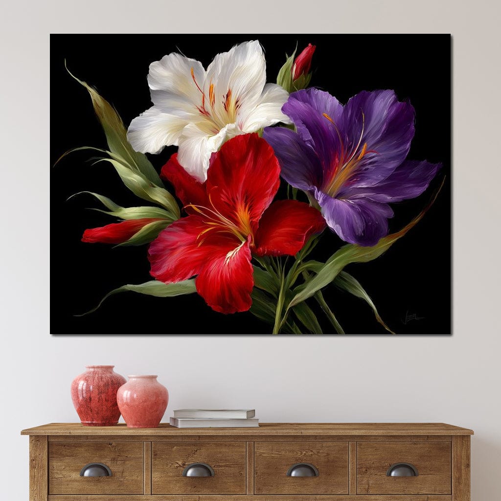 Gladiolus Garden Noir Bloom Canvas Wall Art