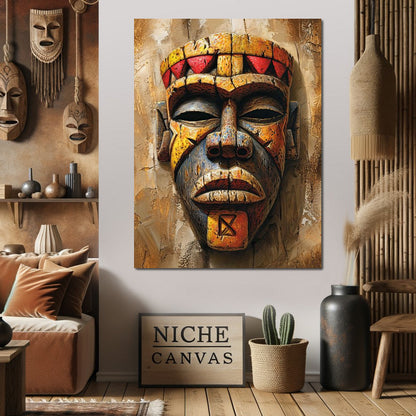 Ancient Tribal Mask Vibrance Canvas Wall Art