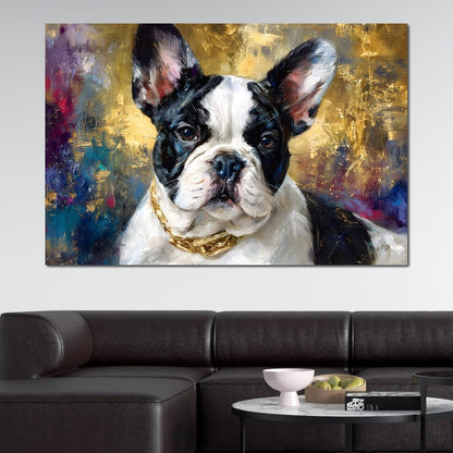 Golden French Bulldog Portrait Canvas Wall Art