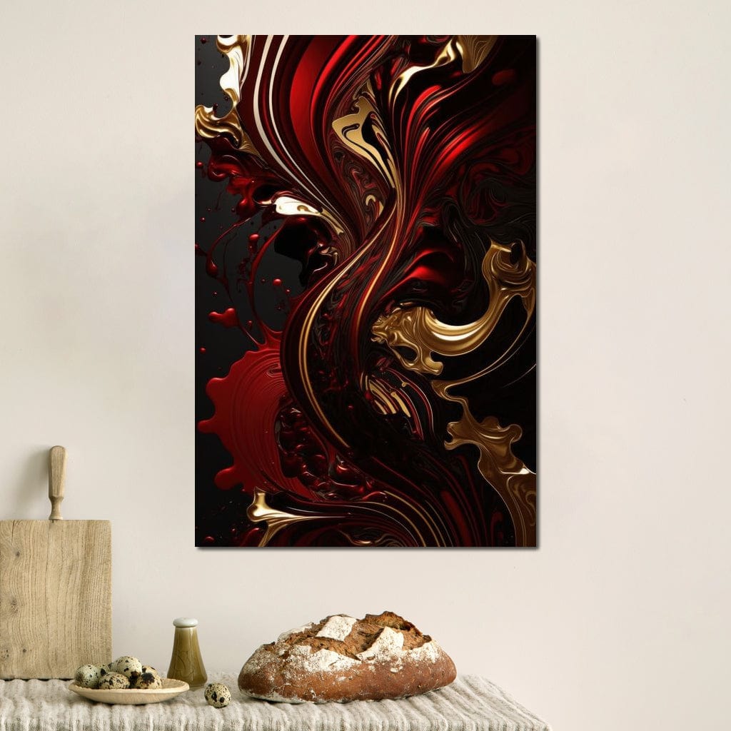The Marble-Lux Collection: Dark Red & Vibrant Gold 09 Canvas Wall Art