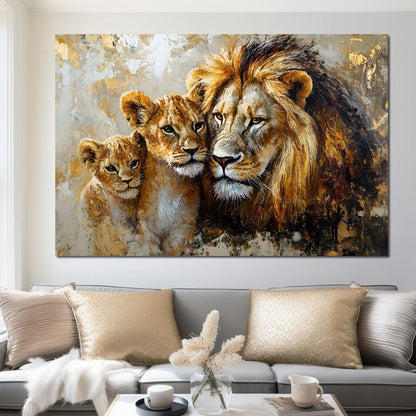 Majestic Bond of the Wild Lions Canvas Wall Art