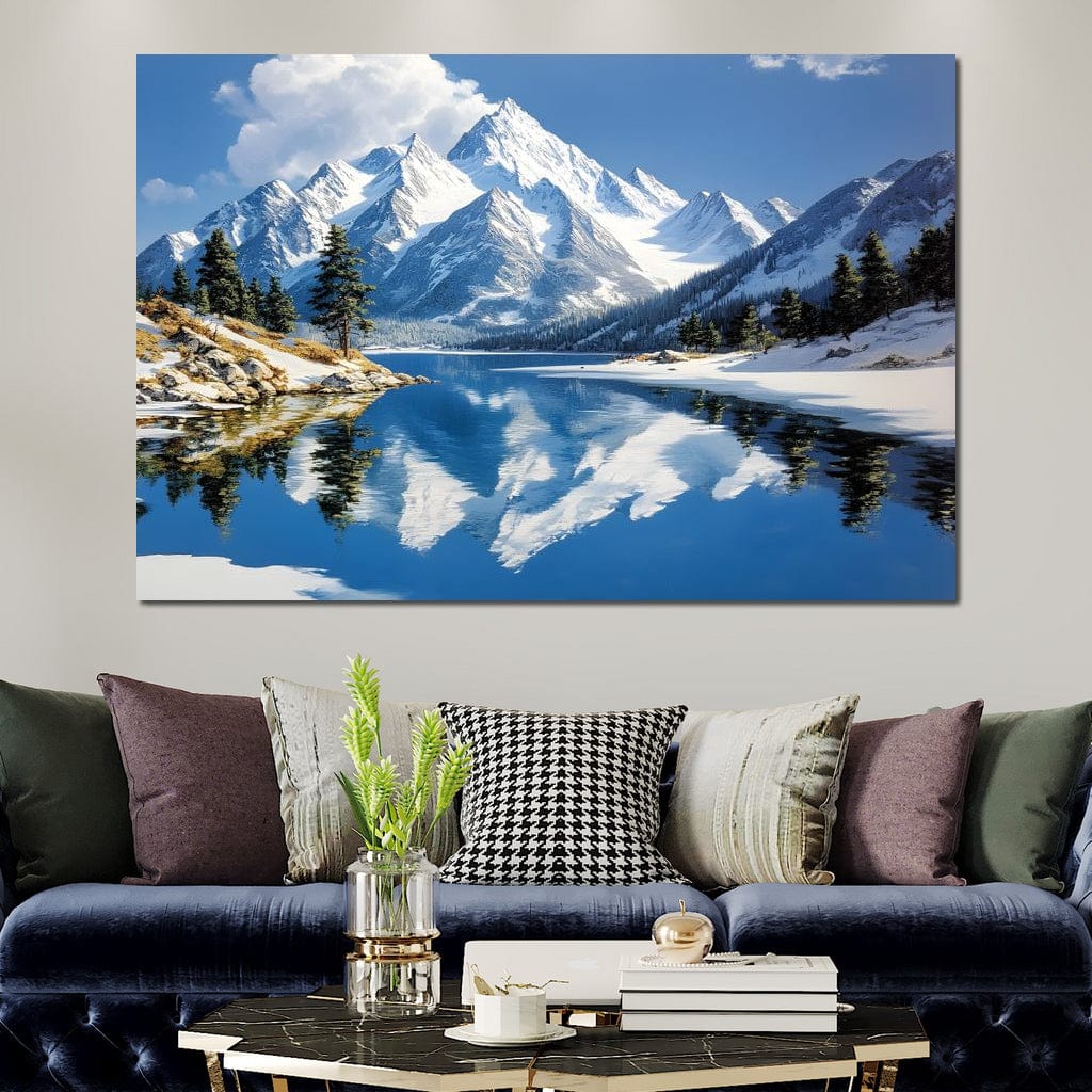 Mountain Reflections Tranquil Canvas Wall Art