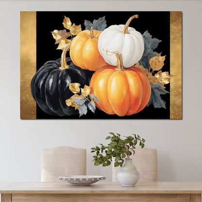 Golden Pumpkin Harvest Harmony Canvas Wall Art