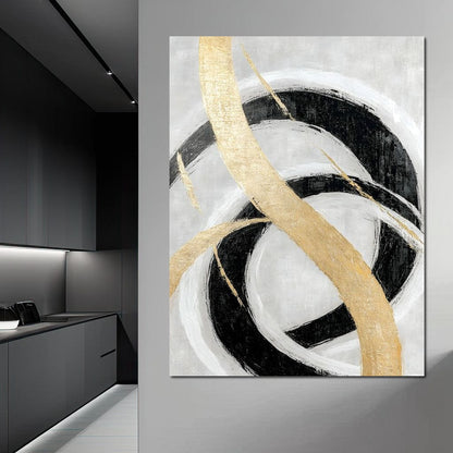 Golden Elegance Spirals Canvas Wall Art