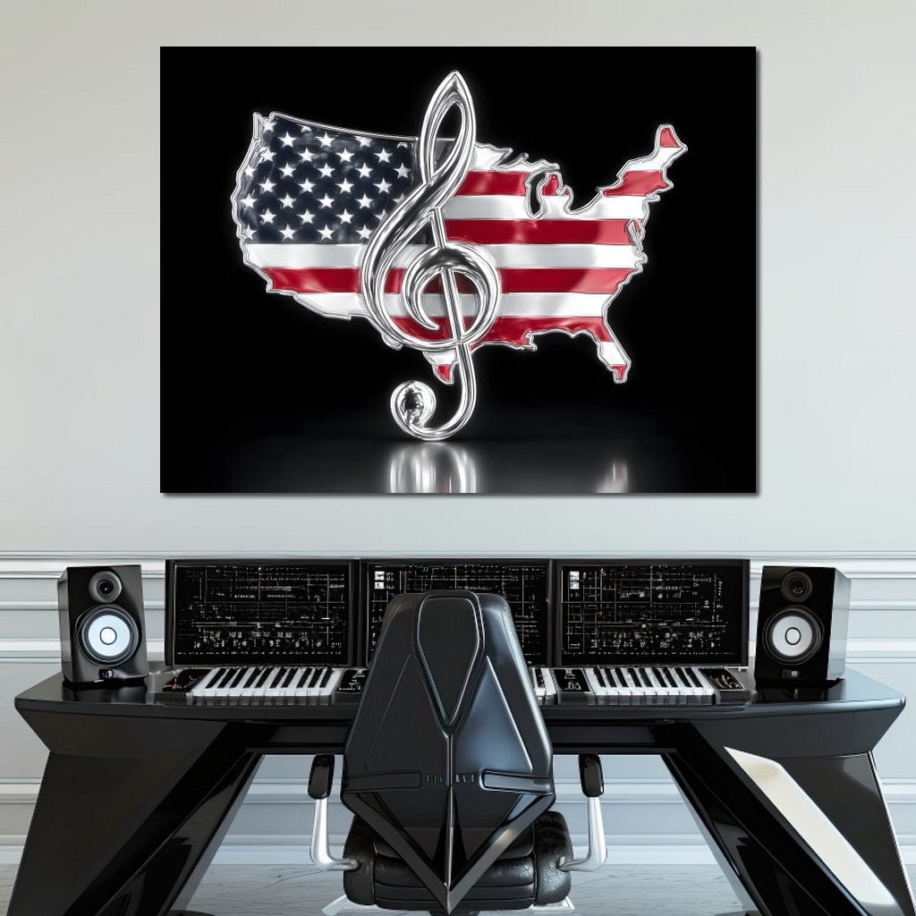 Patriotic Melody Stars Stripes Canvas Wall Art