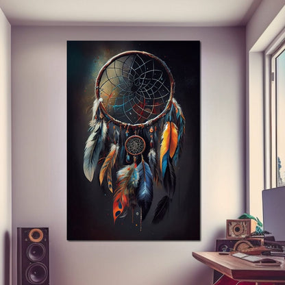 Dreamcatcher & Feathers Canvas Wall Art