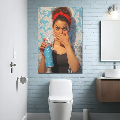 Bathroom Spray Panic Canvas Wall Art