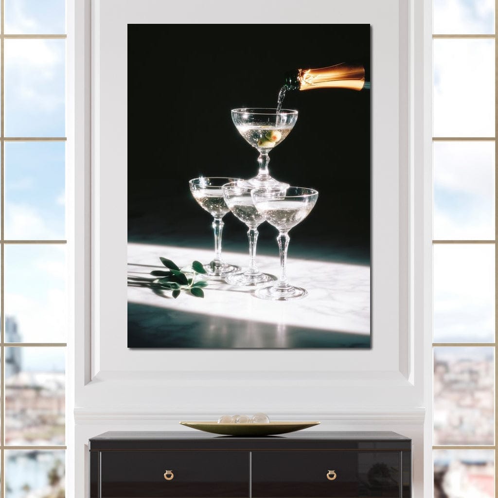 Champagne Cascade Celebration Canvas Wall Art