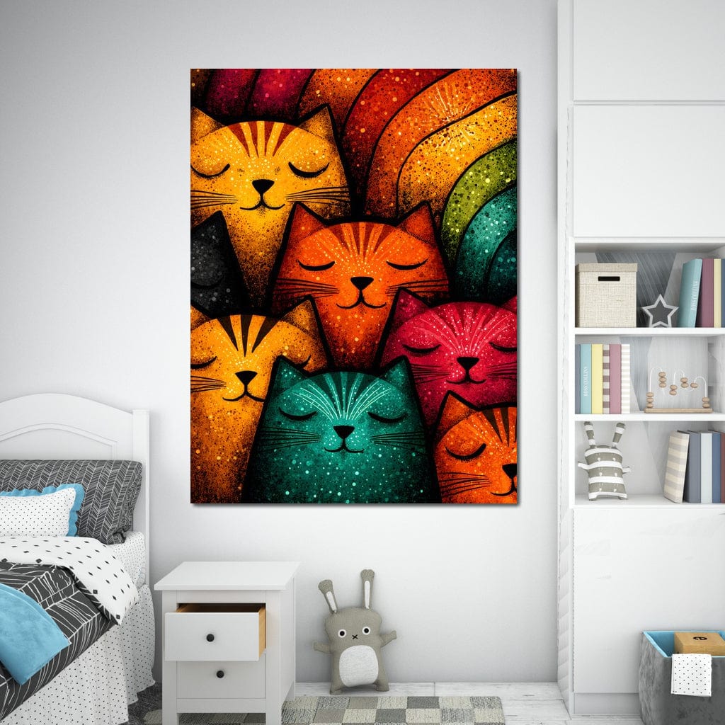 Dreamy Feline Kaleidoscope Canvas Wall Art