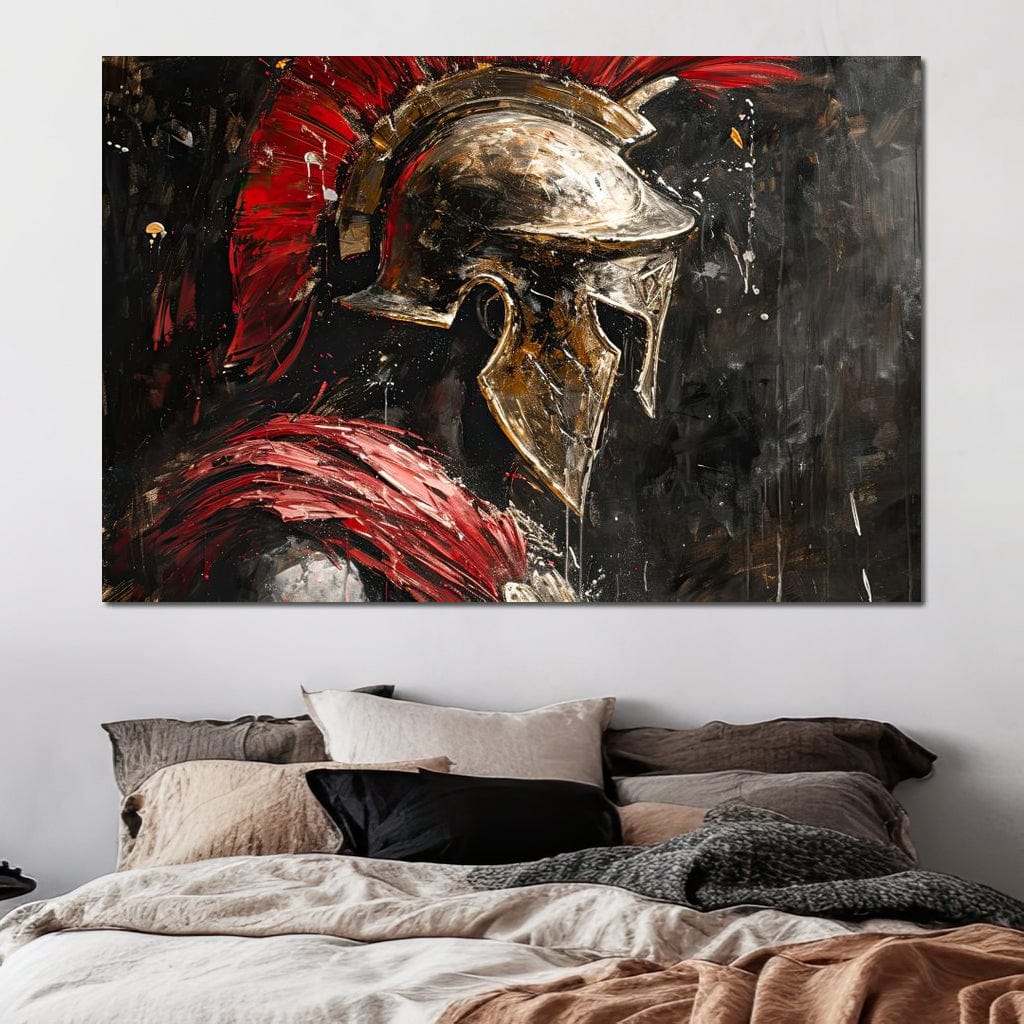 Spartan Solitude in Crimson Canvas Wall Art