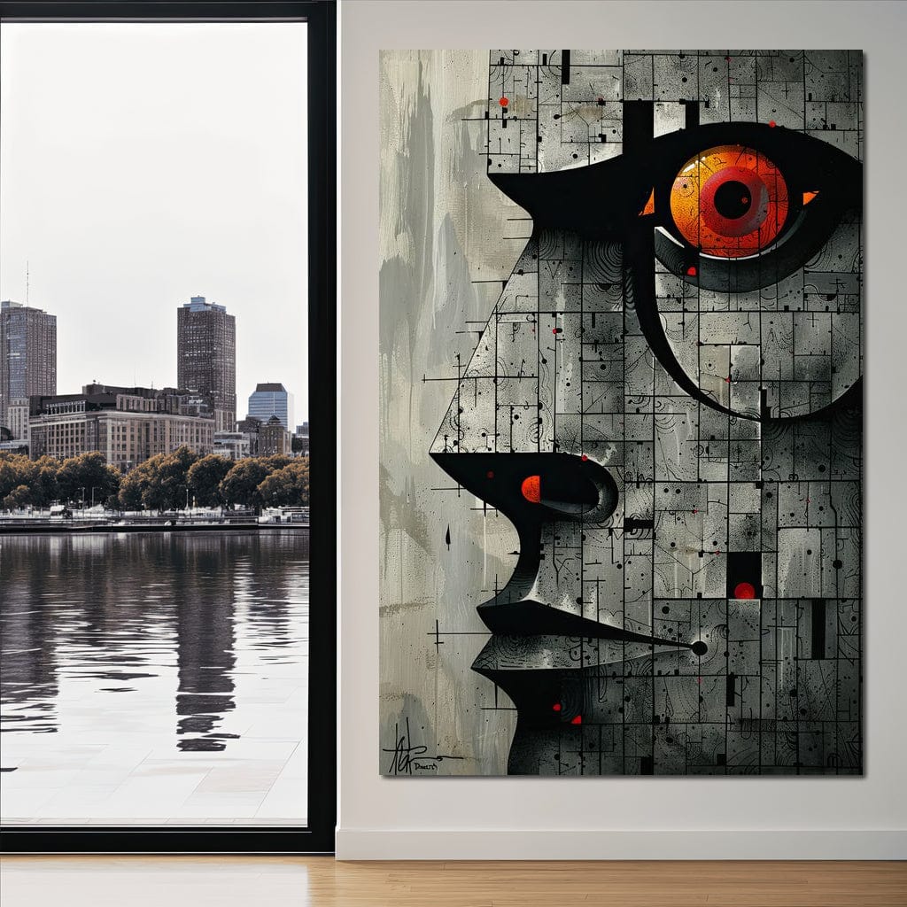 Enigmatic Gaze Fractal Mosaic Canvas Wall Art