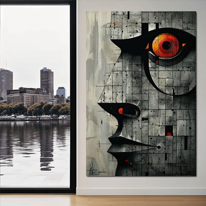 Enigmatic Gaze Fractal Mosaic Canvas Wall Art