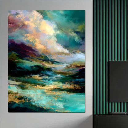 Aurora Tides of Golden Drift Canvas Wall Art