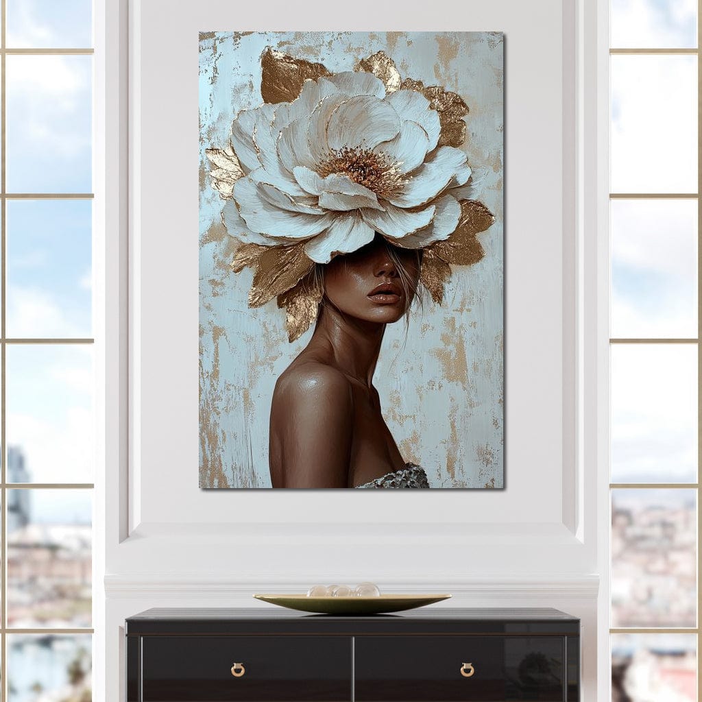 Golden Blossom Radiance Canvas Wall Art