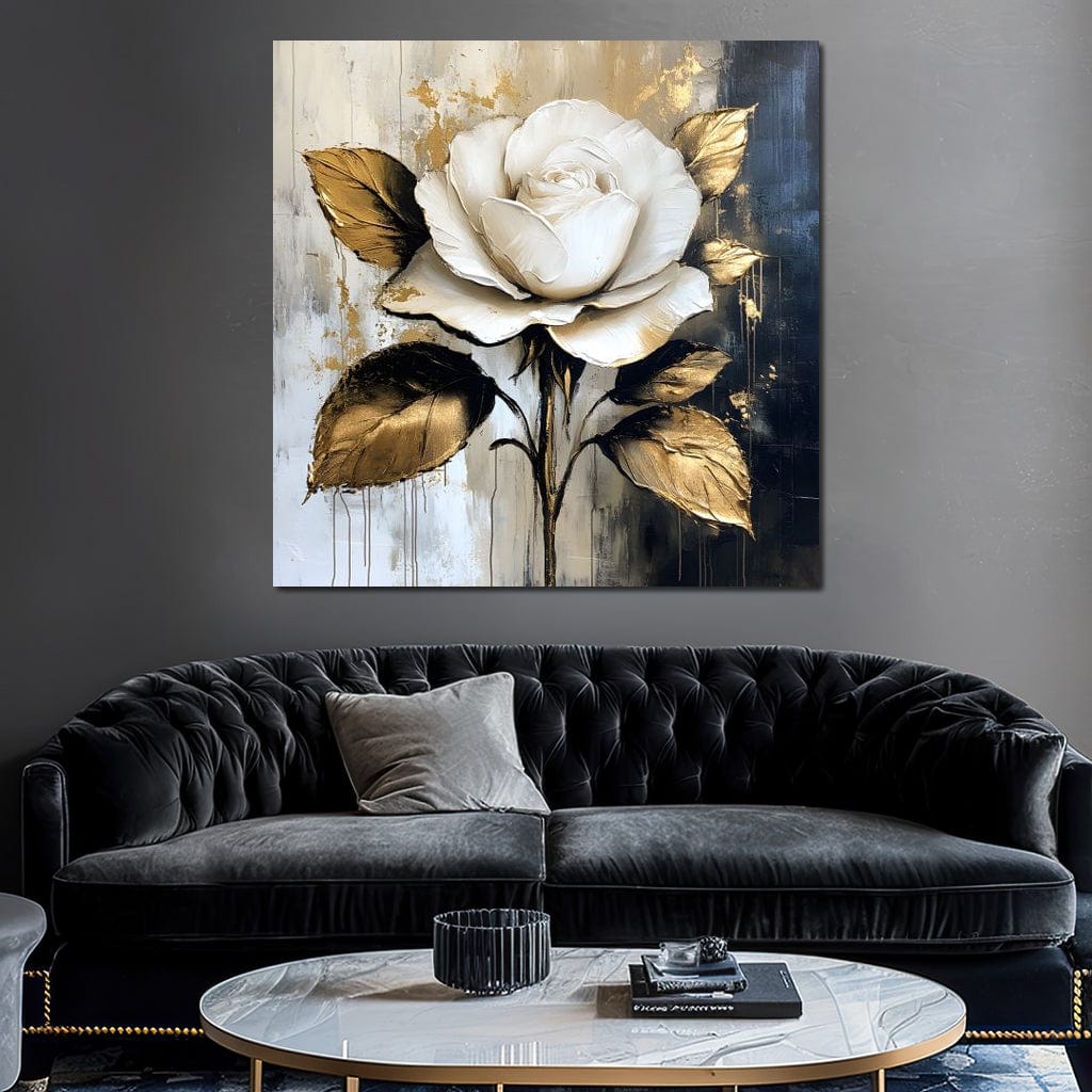 Golden Petals Against Contrast Canvas Wall Art