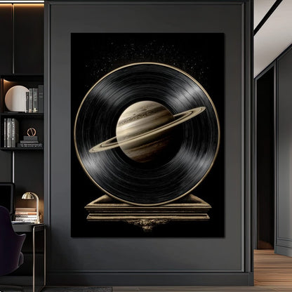 Saturn Vinyl Orbit Night Sky Canvas Wall Art