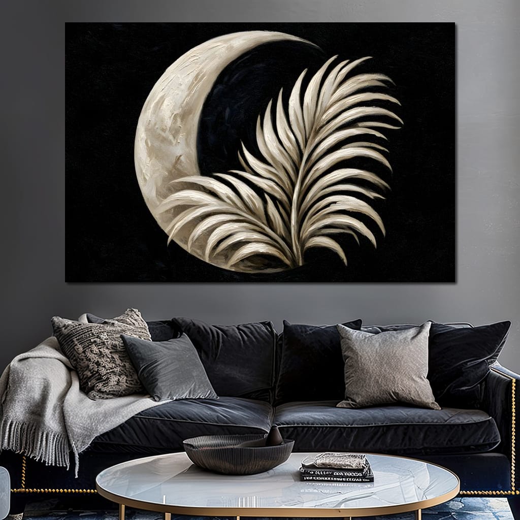 Crescent Shadow Over The Fallen Frond Canvas Wall Art