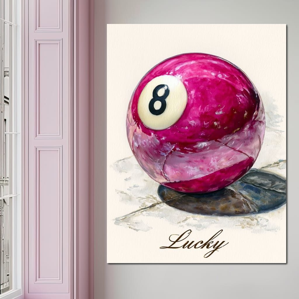 Lucky Eight Billiard Ball Canvas Wall Art