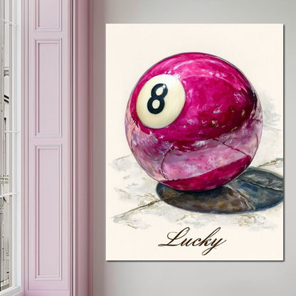 Lucky Eight Billiard Ball Canvas Wall Art