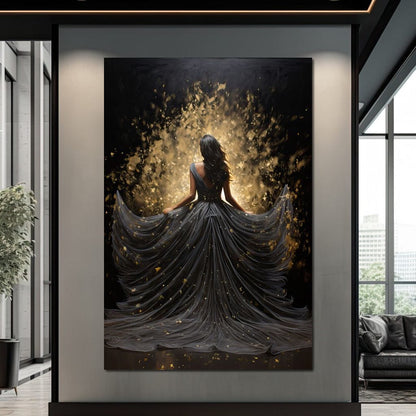 Ethereal Flight in Sparkling Gown Canvas Wall Art