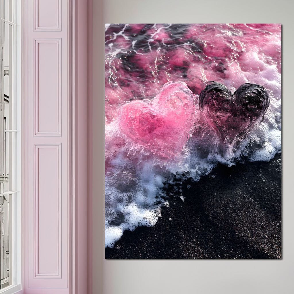 Rose Quartz Hearts Tide Canvas Wall Art