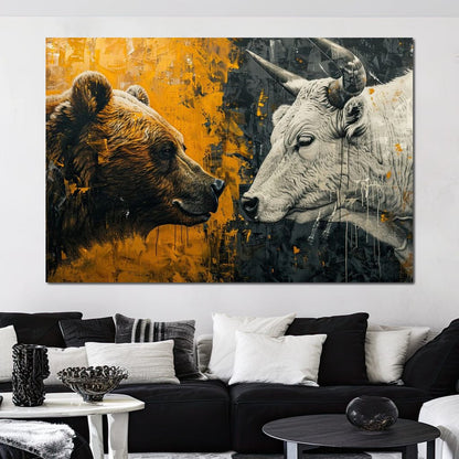 Bear & Bull Majestic Beast Enchantment Canvas Wall Art