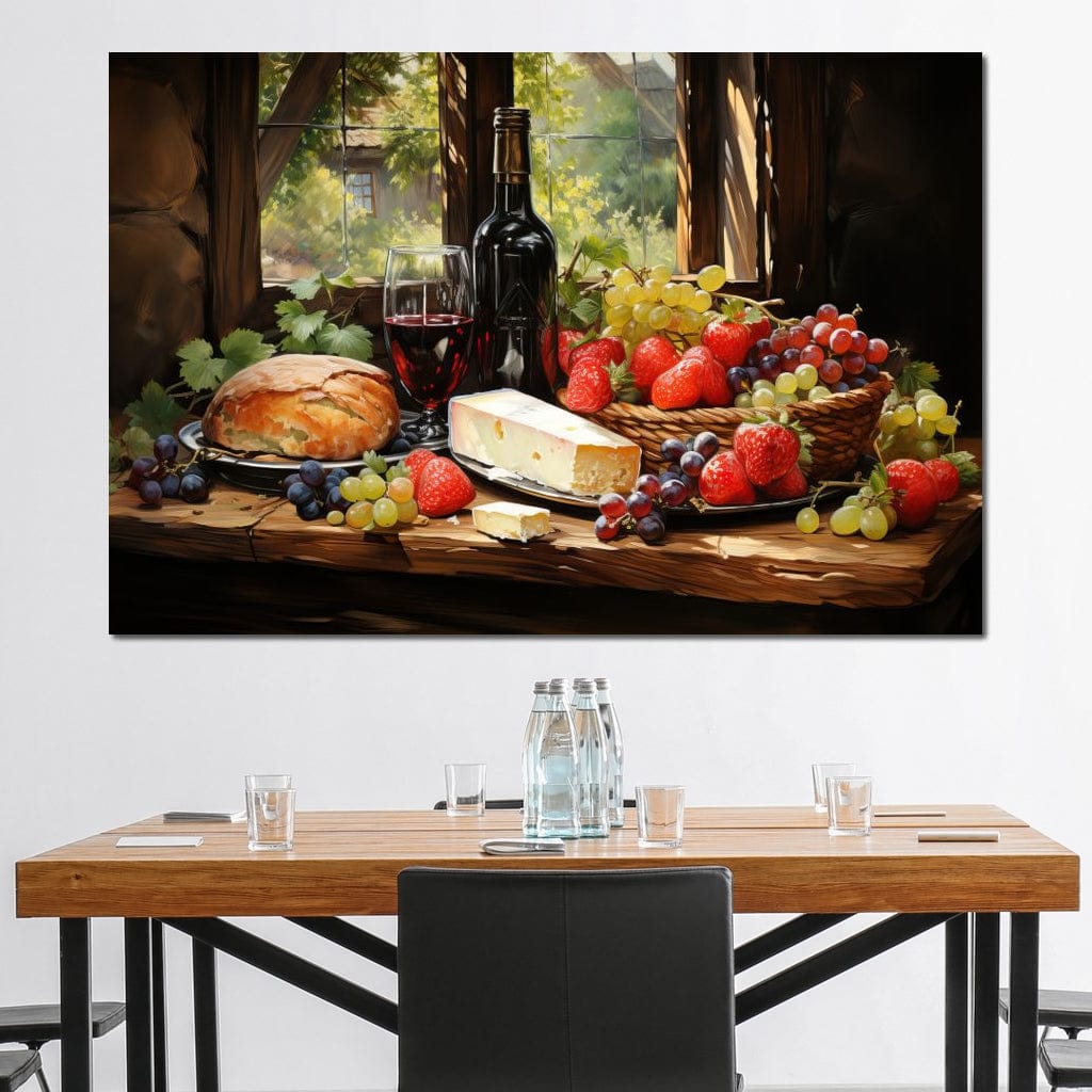 Fruit Cheese Wine 1 Canvas Wall Art