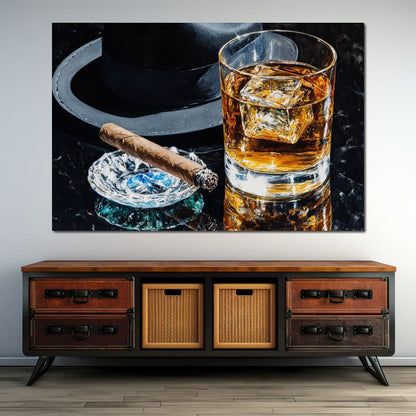 Whiskey Night Silhouette Canvas Wall Art